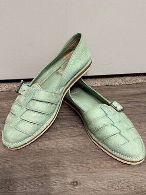 FRYE Milly Fisherman Sandals Turquoise Sunwash Nubuck Flat Women’s Size 8.5